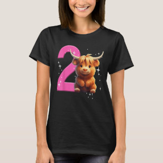 2e Verjaardagsmeisje Highland Koe Verjaardagsfeest T-shirt