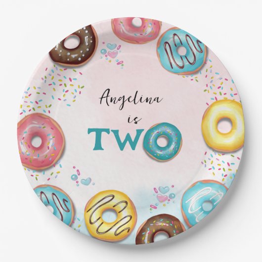 2e verjaardagspapier borden. papieren bordje (Voorkant)