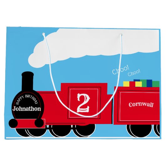 2e verjaardagstrein gepersonaliseerd groot cadeauzakje (Achterkant)
