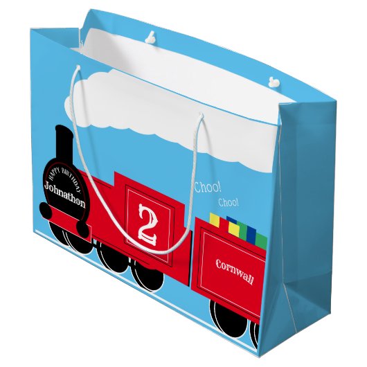 2e verjaardagstrein gepersonaliseerd groot cadeauzakje (Achterkant Gekanteld)