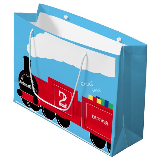 2e verjaardagstrein gepersonaliseerd groot cadeauzakje (Voorkant Gekanteld)