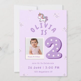 2e verjaardagsuitnodiging voor babymeisje kaart