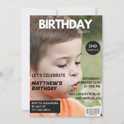 2e verjaardagsuitnodiging voor hem Magazine Hoesje Kaart (Voorkant)