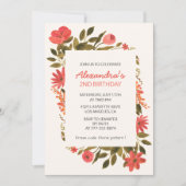 2e verjaardagsuitnodigingen Bloem Boho Elegant Kaart (Voorkant)
