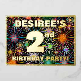 2e verpartijfeest — Leuke, kleurrijke vuurwerk uit Folie Uitnodiging