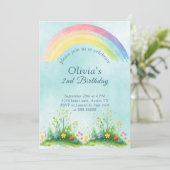 2e Zomer Waterverf Rainbow Blue Sky Verjaardag Kaart (Staand voorkant)