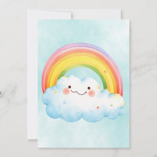 2e Zomer Waterverf Rainbow Blue Sky Verjaardag Kaart (Achterkant)