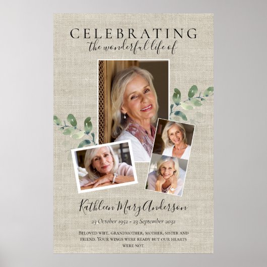 2ftx3ft Eucalyptus Foto Herdenking Funeral Herdenk Poster (Voorkant)