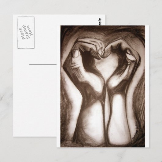 2Hands1Heart bij sepia Briefkaart (Voorkant / Achterkant)