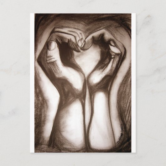2Hands1Heart bij sepia Briefkaart (Voorkant)