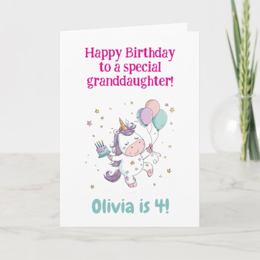 2nd, 3rd, 4th, 5th Birthday, Unicorn, Personalized Kaart (Voorkant)
