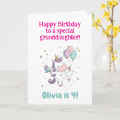 2nd, 3rd, 4th, 5th Birthday, Unicorn, Personalized Kaart (Gele Bloem)