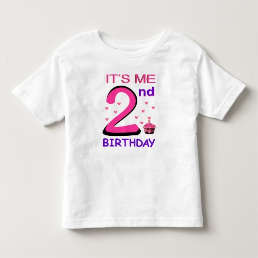 2ND Birthday Baby shirt schattig roze (Voorkant)