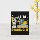 2nd Birthday Boy Digger Boy Construction Happy 2 Y Kaart (Gele Bloem)