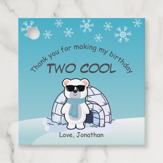 2nd Birthday Boy Two Cool Polar Bear Iglo Bedankjes Labels (Voorkant)