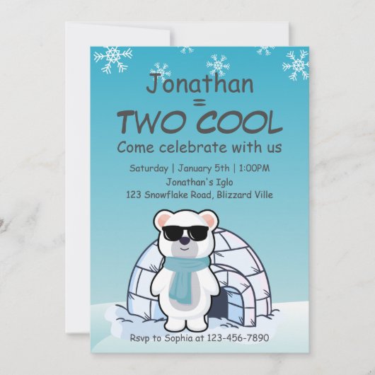 2nd Birthday Boy Two Cool Polar Bear Iglo   Kaart (Voorkant)
