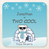 2nd Birthday Boy Two Cool Polar Bear Iglo Kartonnen Onderzetters (Voorkant)