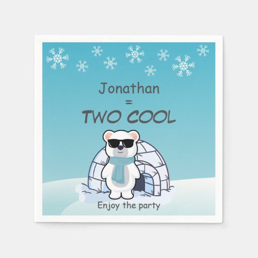 2nd Birthday Boy Two Cool Polar Bear Iglo Servet (Voorkant)
