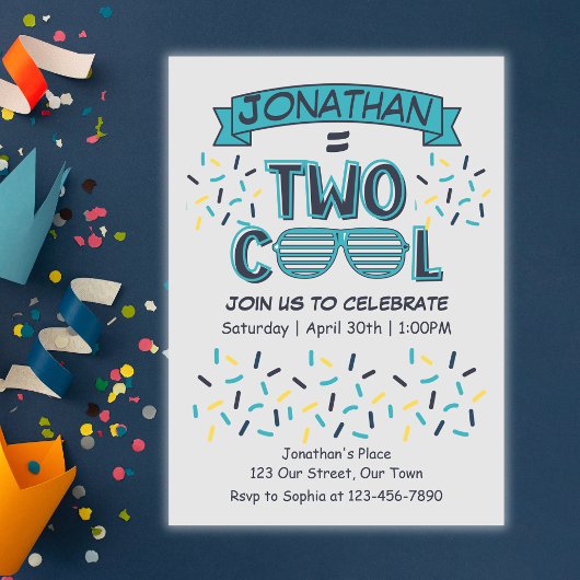 2nd Birthday Boy Two Cool Sunglasses Kaart