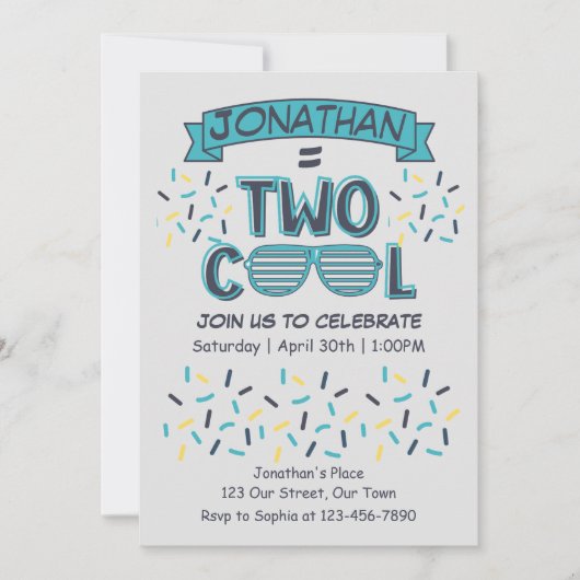 2nd Birthday Boy Two Cool Sunglasses Kaart (Voorkant)