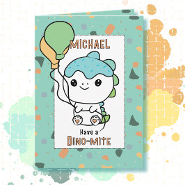 2nd Birthday Cute Dinosaur Cartoon Adorable Dino  Kaart