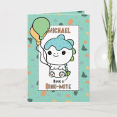 2nd Birthday Cute Dinosaur Cartoon Adorable Dino Kaart (Voorkant)