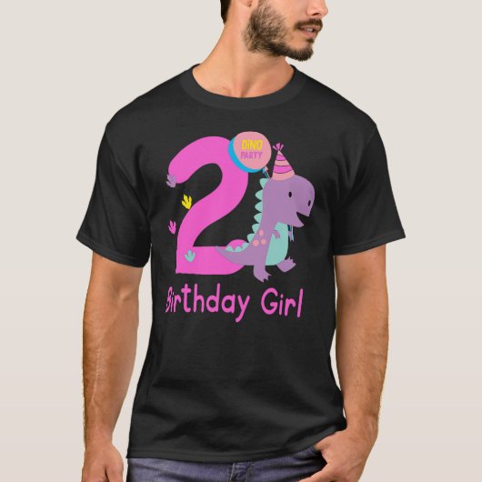 2nd Birthday Dinosaur Girl T-Rex Matching Family P T-shirt (Voorkant)