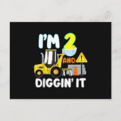 2nd Birthday Gift Construction Truck Party 2 Year Aankondigingskaart (Voorkant)