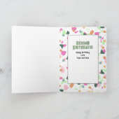 2nd Birthday Girl Dinosaur Cartoon Adorable  Kaart (Binnen)