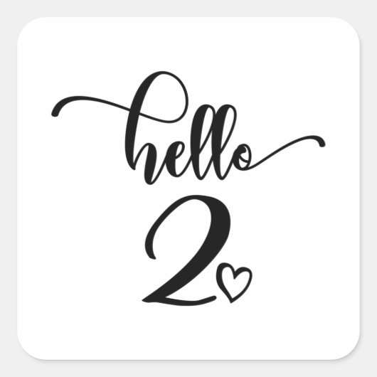 2nd Birthday Girls Hello Two Cute 2 Years Old Kids Vierkante Sticker (Voorkant)