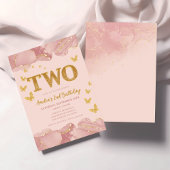 2nd Birthday Invitation Pink Gold Glitter Girl Kaart
