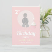2nd Birthday Party Invitation Pink Cupcake Photo Kaart (Staand voorkant)