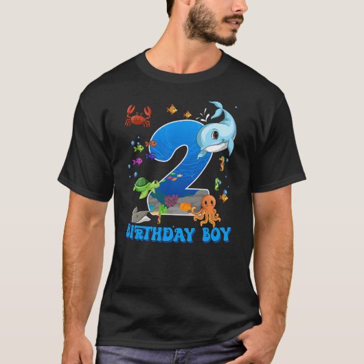 2nd Birthday Party Ocean 2 Year Old Sea Fish Birth T-shirt (Voorkant)