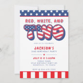 2nd Birthday Party Patriotic USA Flag July 4th Kaart (Voorkant)