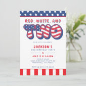 2nd Birthday Party Patriotic USA Flag July 4th Kaart (Staand voorkant)