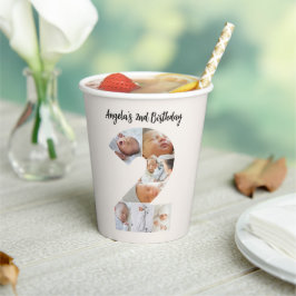 2nd Birthday Photo Collage Number 2 Paper Cups Papieren Bekers