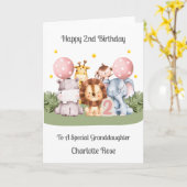 2nd Birthday Safari Leaf Animals Card Kaart (Gele Bloem)