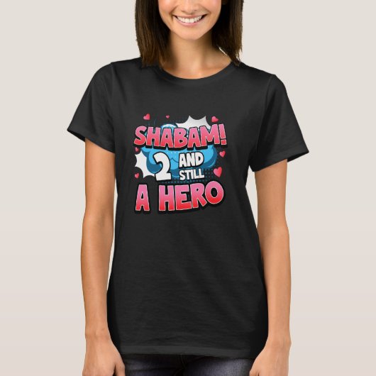 2nd Birthday Superhero Girls Shabam! Hero Comic Bo T-shirt (Voorkant)