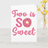 2nd Birthday Sweet Donut 2 Years Old Girl Gift Kaart (Gele Bloem)