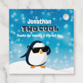 2nd Birthday Two Cool Penguin Boy Bedankjes Labels (Achterkant)