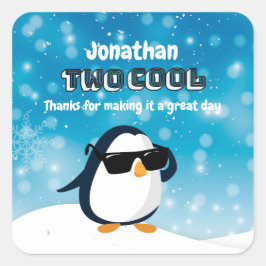 2nd Birthday Two Cool Penguin Boy Vierkante Sticker