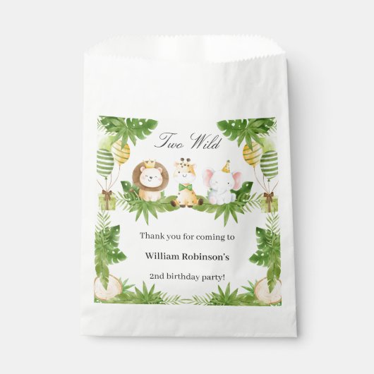 2nd Birthday Two Wild Safari Animals Favour Bag Bedankzakje (Voorkant)