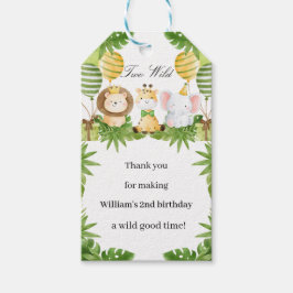 2nd Birthday Two Wild Safari Animals Gift Tag Cadeaulabel