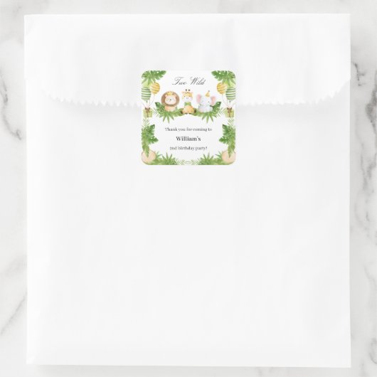 2nd Birthday Two Wild Safari Animals Party Sticker (Tas)