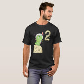 2nd Birthday Two Years Old Astronaut T Rex Dino Di T-shirt (Voorkant volledig)