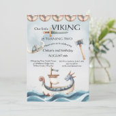 2nd Birthday Viking Themed Boy Birthday Kaart (Staand voorkant)