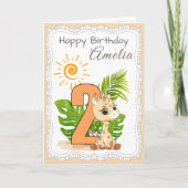 2nd Birthday Watercolor Animals Card Kaart (Voorkant)
