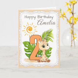 2nd Birthday Watercolor Animals Card Kaart