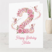 2nd Birthday Whimsy Number Two Fairy Kaart (Voorkant)