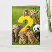 2nd Birthday Wildlife Animal Babies Kaart (Voorkant)